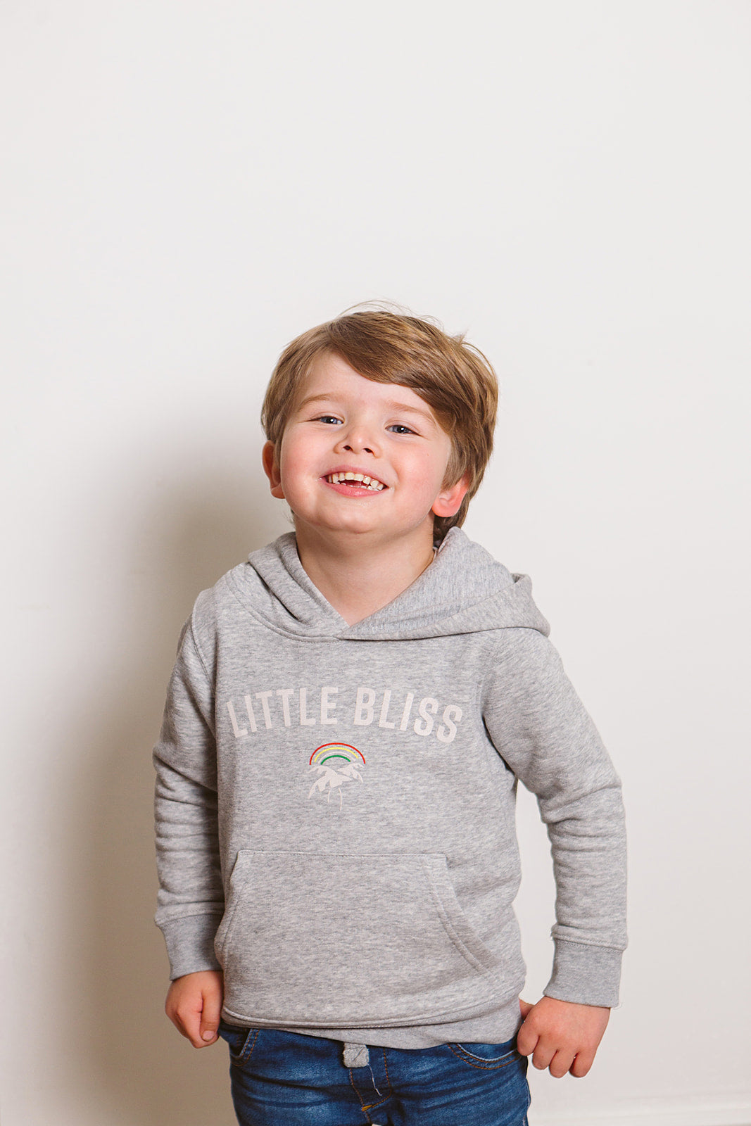 Little Bliss by Anna Daly The Kids Happy Hoodie in Grey
